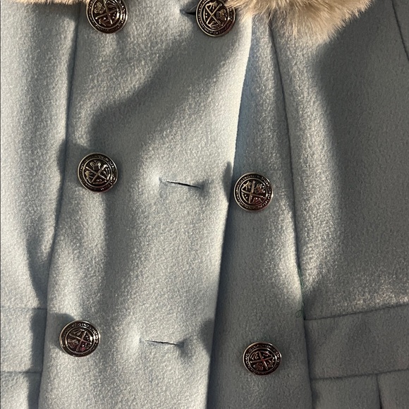 Good Lad Sky Blue Pea Coat with Charcoal Faux Fur - Picture 3 of 7